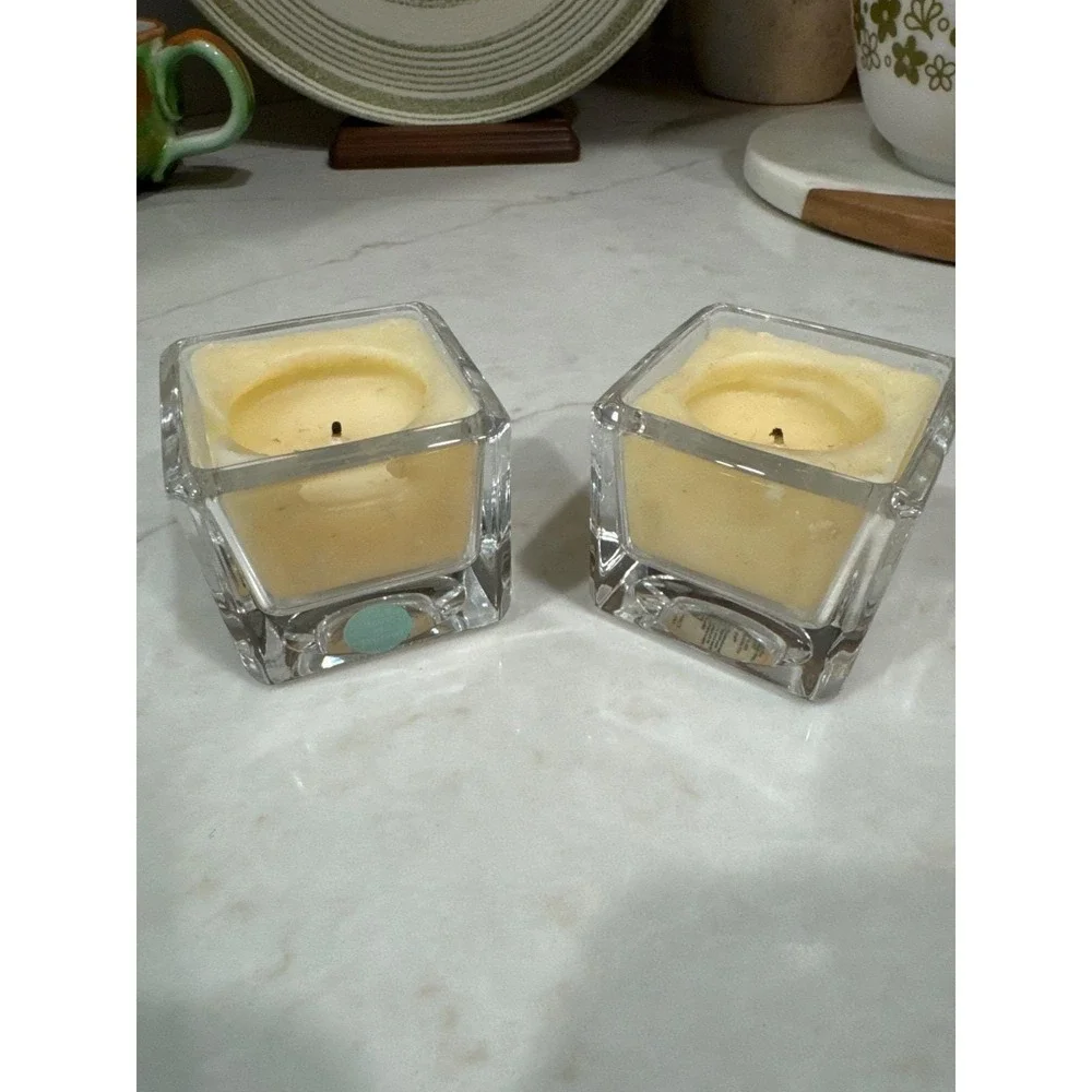 Tiffany & Co Crystal Clear‎ Votive Candle Holders Square Set Of 2